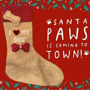 Christmas Burlap Stocking I LOVE MY DOG